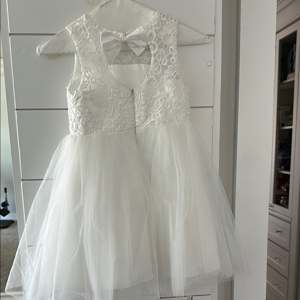 Elegant White Lace Kids Dress